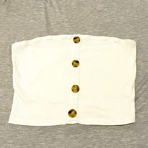 White Button Up Tube Top